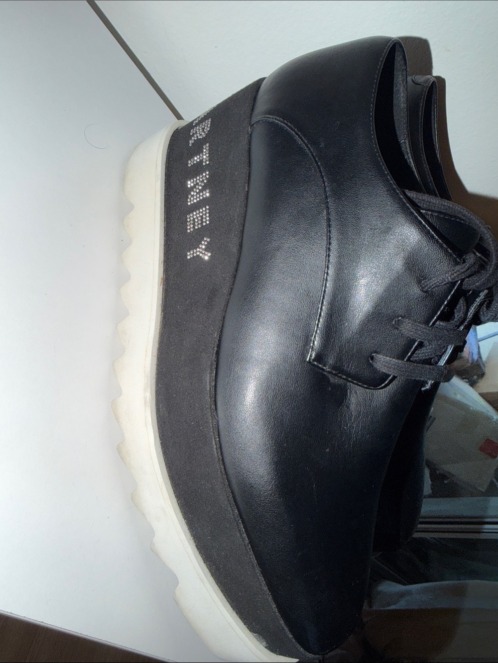 Stella McCartney Black Platform Lace-Up Oxfords with Embellished Branding - Picture 11 of 16